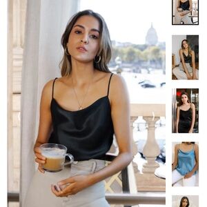 Ravella Black Satin Cami Top